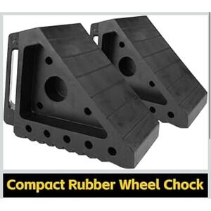 MaxxHaul 70472 Solid Rubber Wheel Chock 2-Pack 8x4x6 Heavy Duty Tire Stop Black